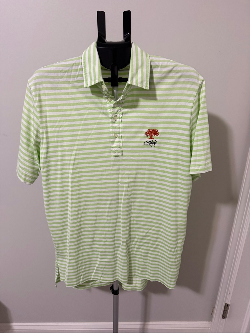 Polo Golf Ralph Lauren Kiawah Island Striped Polo Shirt Green White Cotton Large